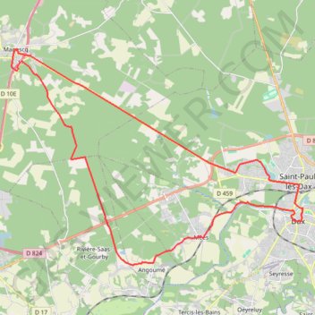 Bicycle tour through the woods from Dax GPS track, route, trail