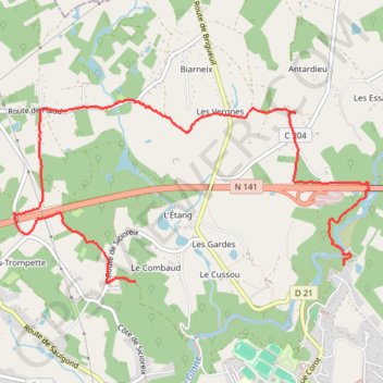 Saint-Junien la Glane et le site Corot GPS track, route, trail