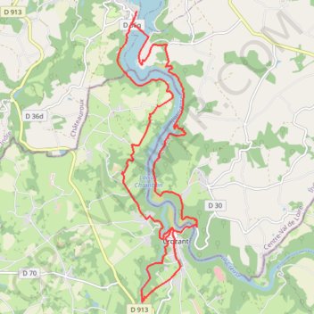 Lac d'Eguzon Croizant 19.7km GPS track, route, trail