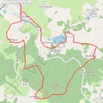 Circuit de Bussière-Dunoise GPS track, route, trail