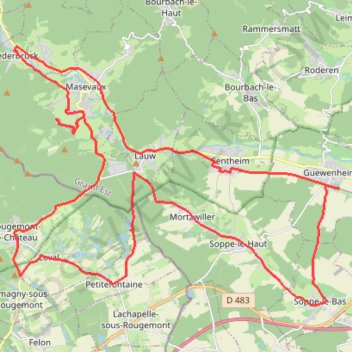 Guewenheim - Rougement - Niederbruck - Guewenheim GPS track, route, trail