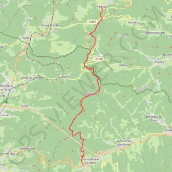 Traversée des Vosges - De Ranrupt à Sainte-Marie-aux-Mines GPS track, route, trail
