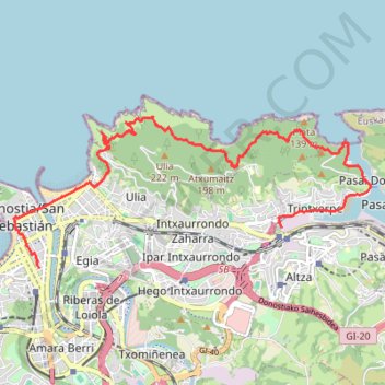 Côte basque espagnole - Chemin du littoral de Pasaia à San Sebastian GPS track, route, trail