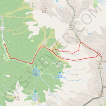 Pic de Lustou depuis la vallée de Rioumajou GPS track, route, trail