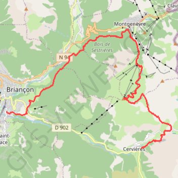 De Cervières à Briançon part le sommet des Anges GPS track, route, trail