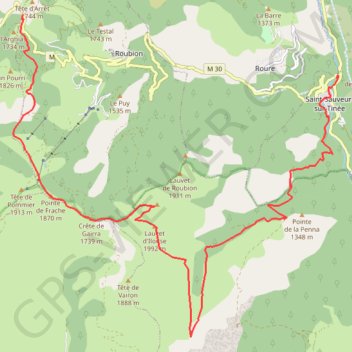 Roubion - Saint Sauveur par le Lauvet d'Ilonse GPS track, route, trail