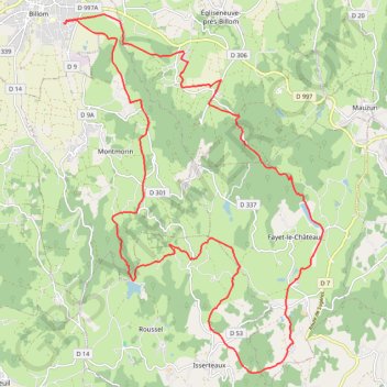 VTT en Toscane d'Auvergne : Sud-Est par la Gravière GPS track, route, trail