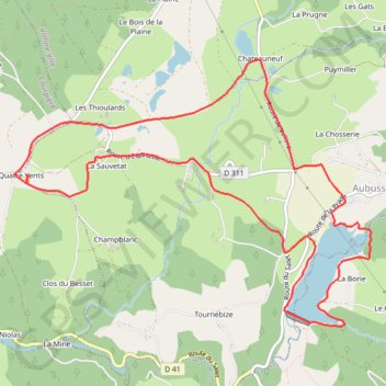 Tour du Lac d'Aubusson, circuit - Aubusson-d'Auvergne GPS track, route, trail