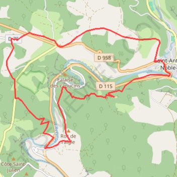 Autour de Saint antonin GPS track, route, trail