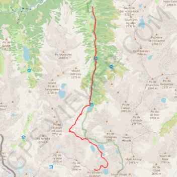 Les Lacs et le Pic d'Estom Soubiran depuis la Fruitière GPS track, route, trail