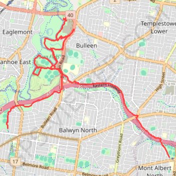 Elgar Park to Hays Paddock including Bolin Bolin Trail GPS track, route, trail