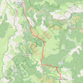 De Florac à Barre des Cévennes GPS track, route, trail