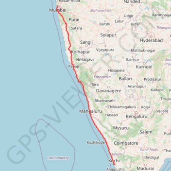 Mumbai airport to Kochi GPS track, route, trail