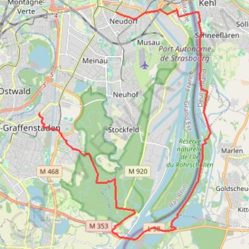 A vélo le long du Rhin côté allemand GPS track, route, trail