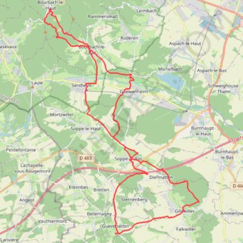 Bourbach-le-Haut vers Guevenatten GPS track, route, trail