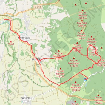 Puy de la Vache GPS track, route, trail