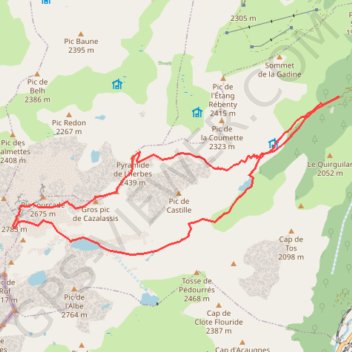 Pics de Cazalassis et pic de Rulhe par Mourguillou GPS track, route, trail