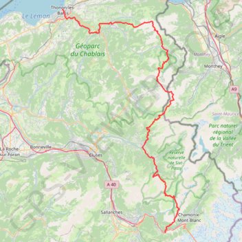 Randonnée du lac Léman au Mont Blanc GPS track, route, trail