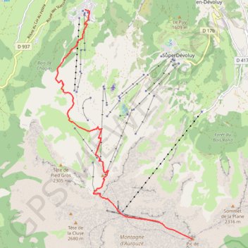 Plateau et pic de Bure GPS track, route, trail