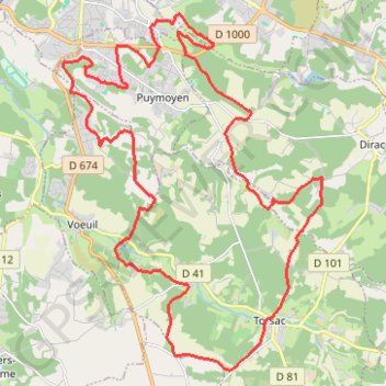 Les Eaux Claires - Puymoyen - Torsac GPS track, route, trail