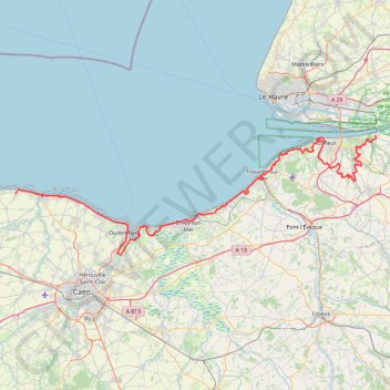 GR 223 De Berville-sur-Mer (Eure) à Ver-sur-Mer (Calvados) (2021) GPS track, route, trail