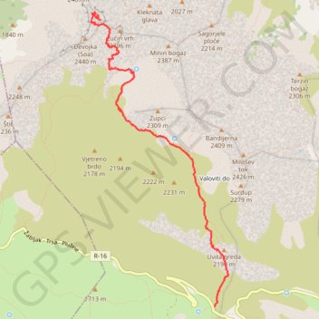Bobotov Kuk from Sedlo pass montenegro hike GPS track, route, trail