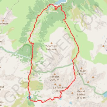 Brèche de Badescure en boucle depuis le lac d'Estaing (RKT) GPS track, route, trail