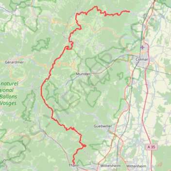 Ribeauville / Thann - GR5 GPS track, route, trail