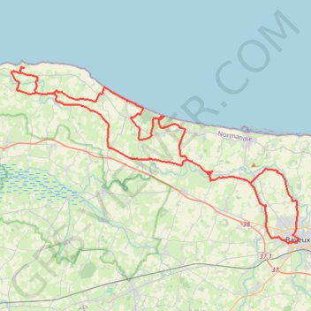 Bayeux boucle ouest longue GPS track, route, trail