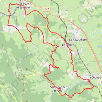 Le Crozet, Changy, Saint-Bonnet-des-Quarts, Saint-Pierre-Laval, Saint-Martin-d'Estréaux, Bois de Jars, Le Crozet GPS track, route, trail