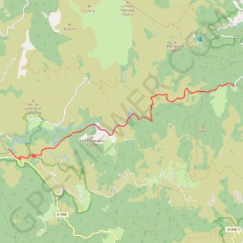 Sur le Gr 72 du Pont-de-Montvert au Mas-de-la-Barque GPS track, route, trail