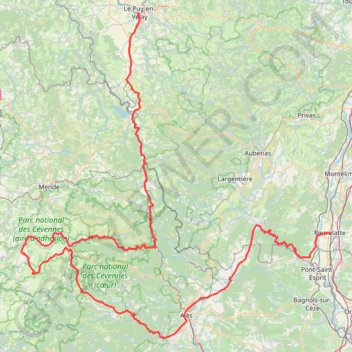 Le Puy-en-Velay - Pierrelatte GPS track, route, trail