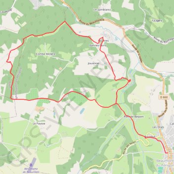 Boucle de Beaumont du Périgord GPS track, route, trail