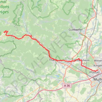 Azureva - Bussang - Urbeis - Thann - Cernay - Mulhouse GPS track, route, trail