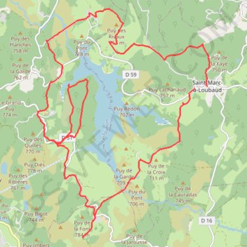 Saint Marc à Loubaud, tour du lac de la Vaud-Gelade GPS track, route, trail