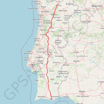 Trace Portugal: La National 2 de Chaves à Faro GPS track, route, trail