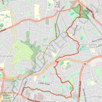 The Ponds Walk: Carlingford - Rydalmere GPS track, route, trail