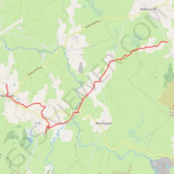 Tour des Monts d'Aubrac - De Nasbinals à la Ferme des Gentianes - Finieyrols GPS track, route, trail