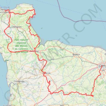 Carentan (50500), Carentan-les-Marais, Manche, Normandie, France - Caen (14000), Calvados, Normandie, France GPS track, route, trail