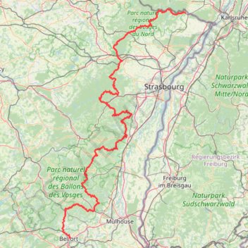 Traversée du Massif des Vosges à pied - Wissembourg / Belfort GPS track, route, trail